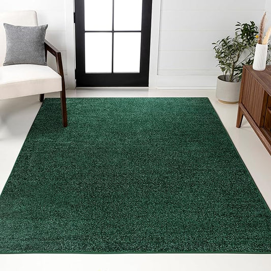 JONATHAN Y Haze Solid Low-Pile Emerald Indoor Area Rug 3x5, Coastal,Bohemian,Minimalist,Classic, Easy-Cleaning for Living Room,Bedroom,Kitchen,Pet Friendly,Non-Shedding (SEU100L-3)