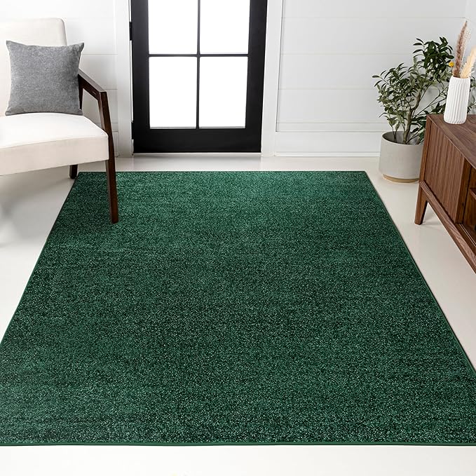 JONATHAN Y Haze Solid Low-Pile Emerald Indoor Area Rug 12x15, Coastal,Bohemian,Minimalist,Classic, Easy-Cleaning for Living Room,Bedroom,Kitchen,Pet Friendly,Non-Shedding (SEU100L-15)