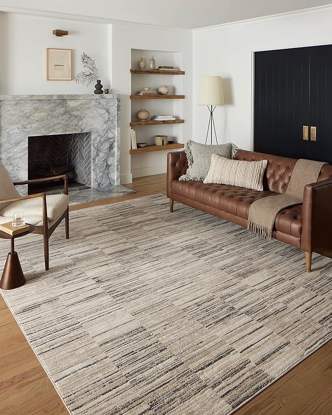 Loloi Darby Collection DAR-01 Charcoal/Sand 2'-7" x 8'-0" Runner Rug