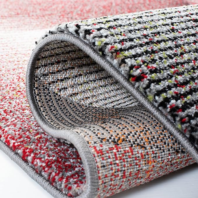 SAFAVIEH Hollywood Collection Runner Rug - 2'3" x 8', Grey & Red, Mid-Century Modern Design, Non-Shedding & Easy Care, Ideal for High Traffic Areas in Living Room, Bedroom (HLW715Q)