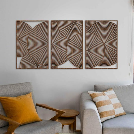 Bedroom Wall Art featuring Modern Geometric Wood Wall Decor, Mid Century Minimalist Circles Wooden Wall Art, Boho Above Bed Decor Gift for Living Room