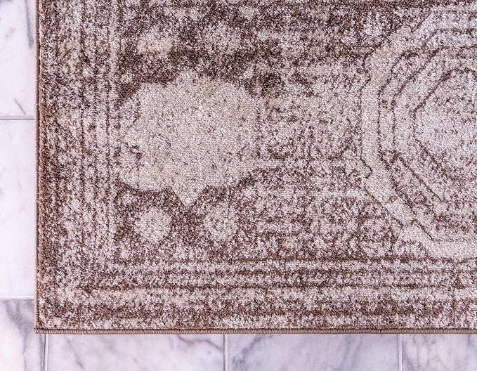 Unique Loom Bromley Collection Area Rug - Wells (6' x 9' Rectangle, Light Brown/ Ivory)