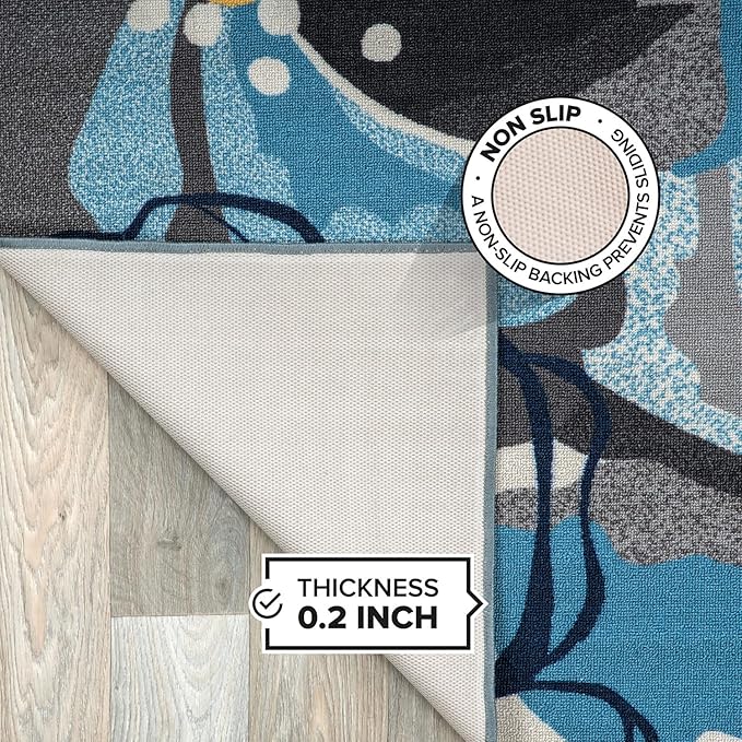 Rugshop Gray Large Floral Non-Slip Area Rug Fade Resistant for Living Room, Dining Room and Bedroom, 6'6" x 9'
