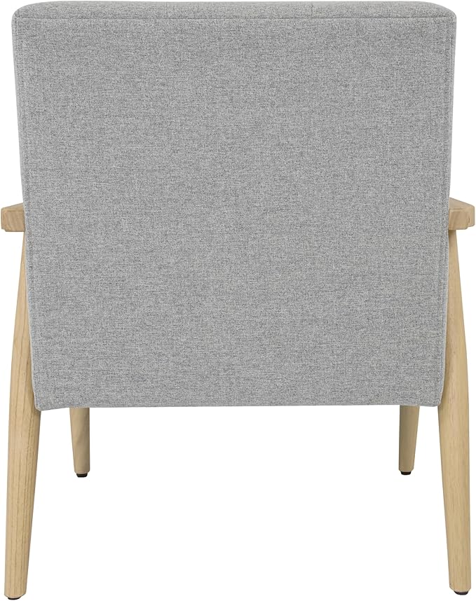 Mid-Century Modern Accent Chair, Natural Wood Frame (Gray Woven)