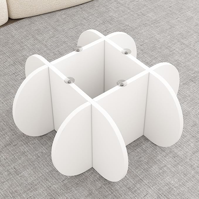 Glass Coffee Table, Mid Century Modern Design, 31.5'' Modern Round Tempered Glass Coffee Tables for Living Room, Cocktail Table for Small Space Home Office. (White + Brown)