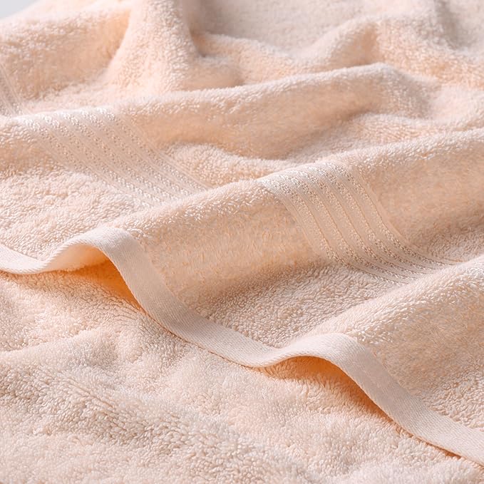 Superior Heritage Egyptian Cotton Bath Towel Set, Large Body Towels for Home Bathroom, Master, Guest Bath Decor, Plush, Absorbent Basics, Spa, Hotel, Resort, Luxury Essentials, Set of 4, Peach