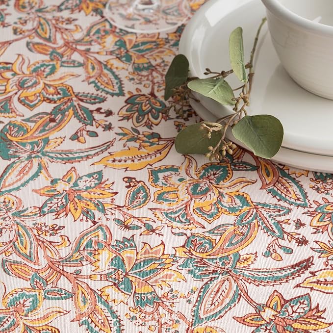 Maison d' Hermine Table Cloth Rectangle Table 100% Cotton 54 x 72 Inches Fall Tablecloth Reusable Everyday Use for Thanksgiving Christmas Decorations Dining Farmhouse Party (Nila)