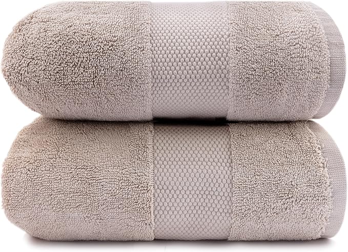 Maisonette Elegance 100% Organic Cotton Turkish Bath Sheets Soft Absorbent Oversized Bathroom Towels Ideal Quick Dry Extra Large Luxury Bath Towel Set for Shower (35" x 70", 2 Pack) Light Brown (Dune)