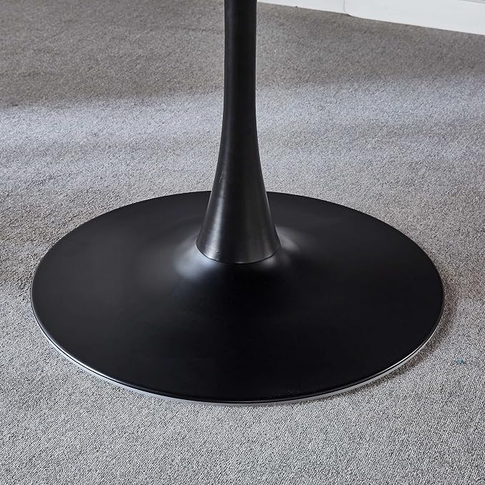 42" Tulip Table for 4-6 Persons Modern Round Dining Room Table, Mid-Century Modern Black Small Kitchen Table with MDF Wooden Top, Leisure Coffee Table for Living Room, Dining Room, Office