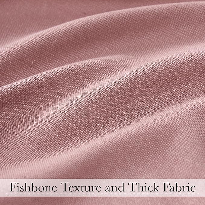 KGORGE Linen Fabric Shower Curtains-Semi Sheer Button Hole Lightweight Waterproof Privacy Light Filtering Shower Curtains for Bathroom Bathtub with 12 Hooks, 72 x 72 inches Long, Dusty Pink, 1 Panel