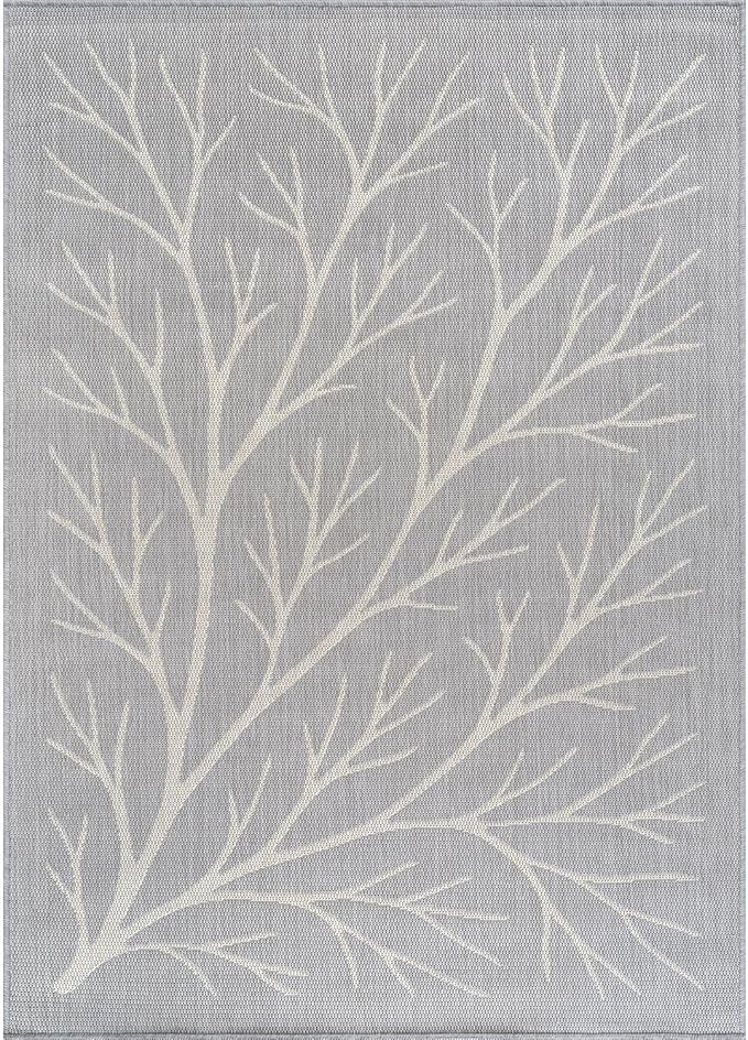 Washable Indoor Outdoor Rug 6x9 Modern Area Rugs Branch Pattern Non Shedding Waterproof Easy Clean Patio Deck Porch Living Room Bedroom Garden RV (6 X 9 Gray)