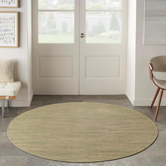 Nourison Home Nourison Essentials Green Gold 8' x Round Area Rug - Easy Clean, Non Shedding, Bed Room, Living Room, Dining Room, Kitchen (8' x Round)
