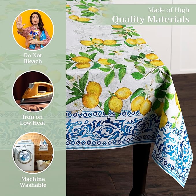 Maison d' Hermine Table Cloth Rectangle Table 100% Cotton 70 x 90 Inches Tablecloth Reusable Decorative for Dining Room Farmhouse Home Valentines Day Decorations Spring Summer - Cedrat