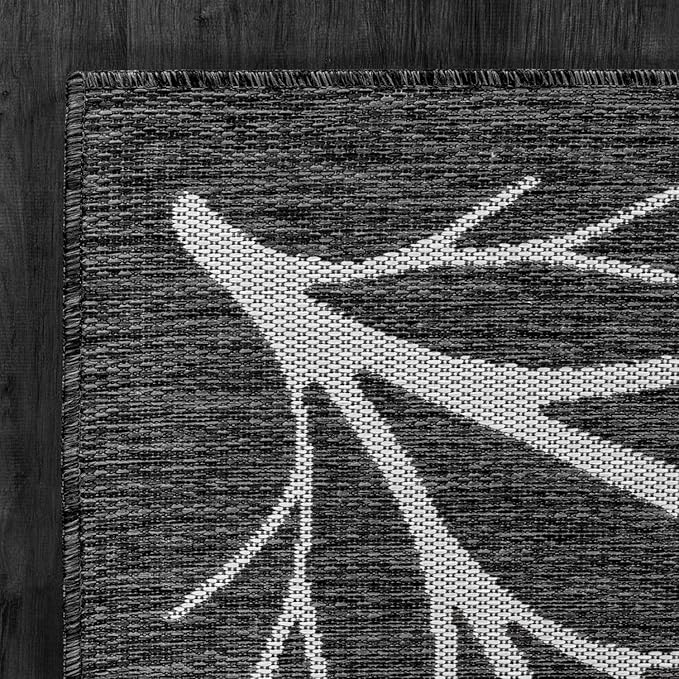 Washable Indoor Outdoor Rug 6x9 Modern Area Rugs Branch Pattern Non Shedding Waterproof Easy Clean Patio Deck Porch Living Room Bedroom Garden RV (6 X 9 Dark Gray)