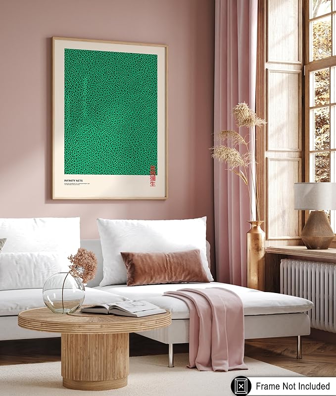 Poster Master Vintage Poster - Retro Pop Art Print - Gift for Artist, Friend - Infinity Nets, Japanese, Green, Modern, Abstract - Wall Decor for Home, Office, 18x24 Unframed Wall Art