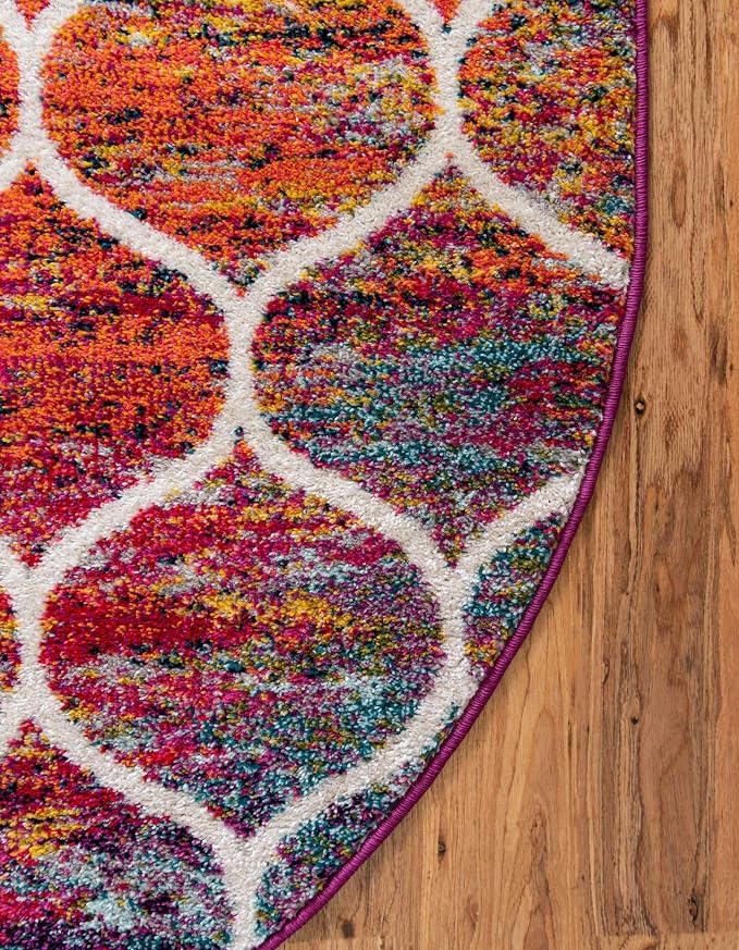 Unique Loom Trellis Frieze Collection Area Rug - Rounded (7' 10" x 10' Oval, Multi/ Black)