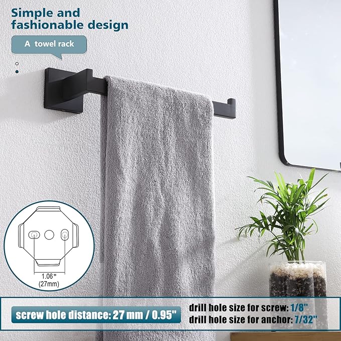 KOKOSIRI Black Towel Ring Hand Towel Racks Rods Bathroom Towel Rails Kitchen Hardware Stylish Stainless Steel, Wall Mount, B3003BK