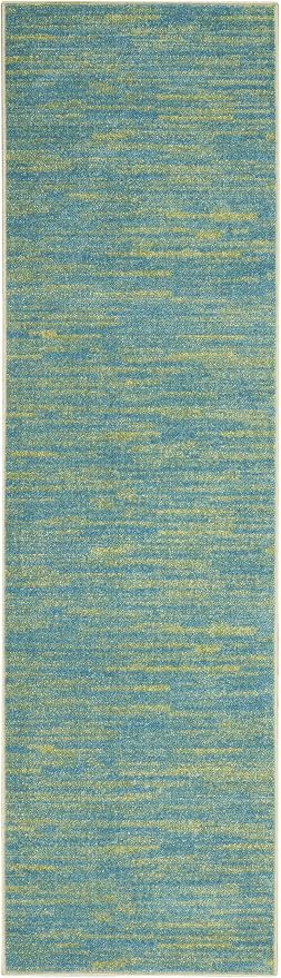 Nourison Home Nourison Essentials Blue Green 2'2" x 20' Area Rug - Easy Clean, Non Shedding, Bed Room, Living Room, Dining Room, Kitchen (20' Runner)