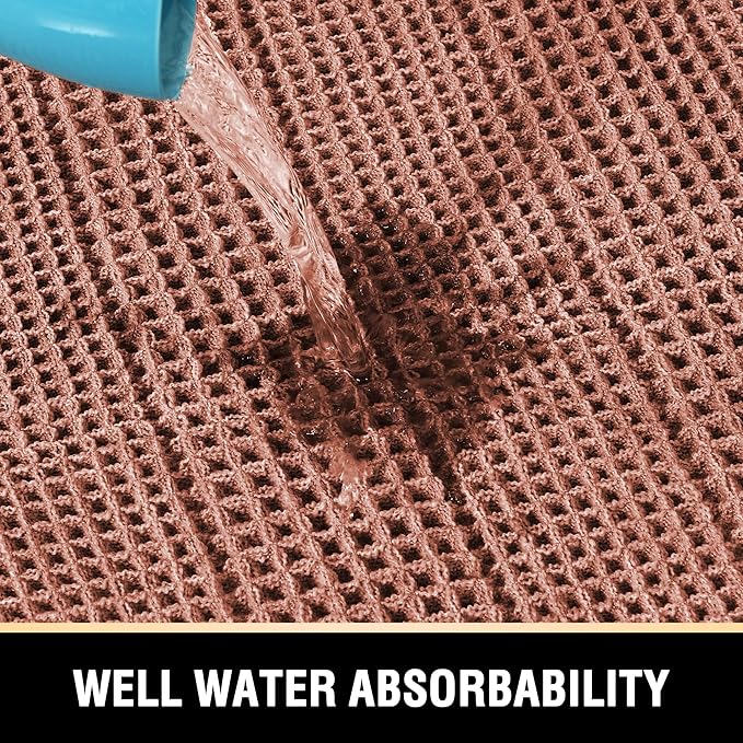 H.VERSAILTEX Upgraded Waffle Runner Rug Super Absorbent Bathroom Mat Non Slip Bath Rug for Bathroom Floor Machine Washable Dry Fast, Soft Pink, 24" x 72"