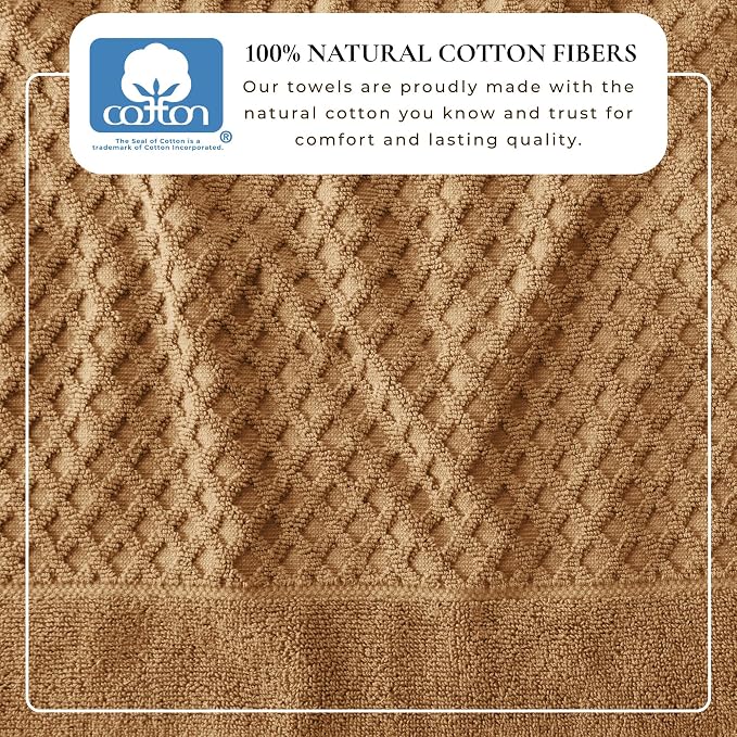 Great Bay Home Hand Towels - 100% Cotton 6 Pack 26x16 Hand Towel Set - Absorbent, Durable, Quick-Dry Towels for Bathroom (Mocha)