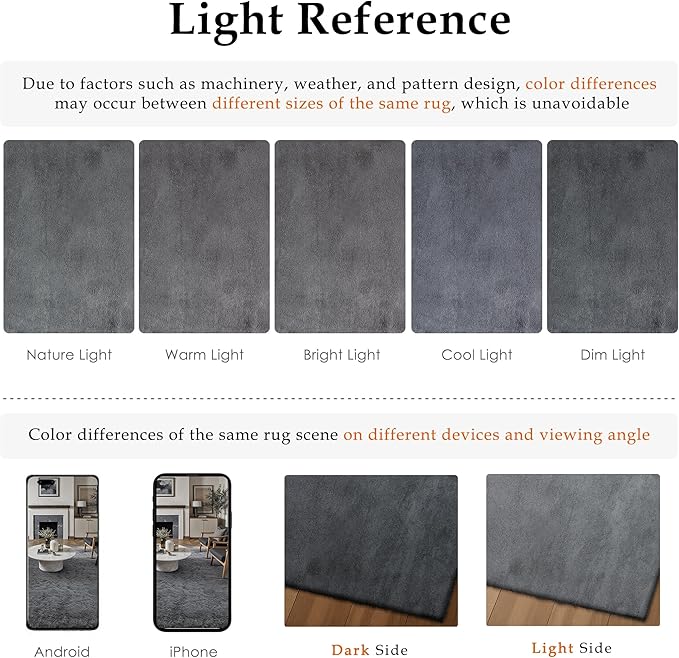 6x9 Area Rug for Living Room, Modern Grey Shag Shaggy Plush Carpet Washable Non-Slip Large Rug Super Soft Indoor Fuzzy Fluffy Carpet for Bedroom Home Aesthetic Decor