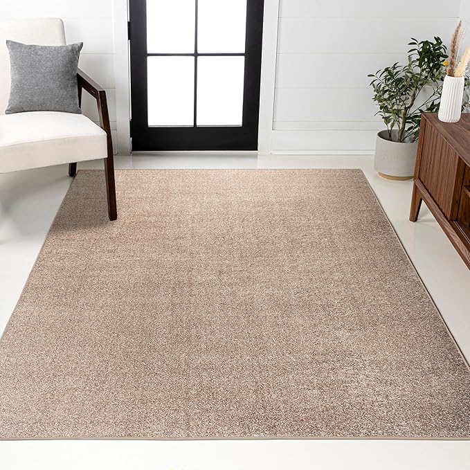 JONATHAN Y Haze Solid Low-Pile Beige Indoor Area Rug 5x8, Coastal,Bohemian,Minimalist,Classic, Easy-Cleaning for Living Room,Bedroom,Kitchen,Pet Friendly,Non-Shedding (SEU100G-5)