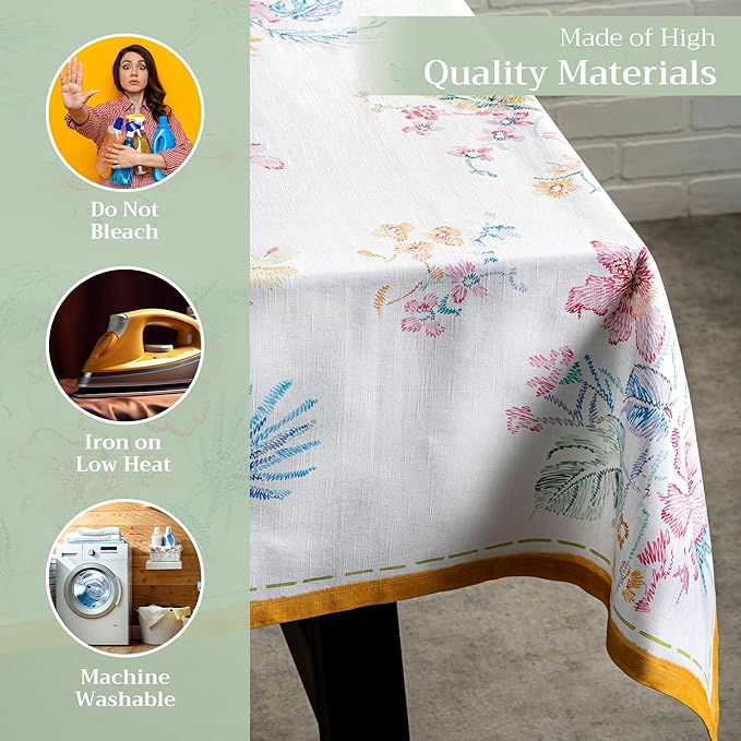Maison d' Hermine Table Cloth Square Table 100% Cotton 60 x 60 Inches Tablecloth Reusable Decorative for Dining Room Farmhouse Home Valentines Day Decorations Spring Summer - Paradise Island