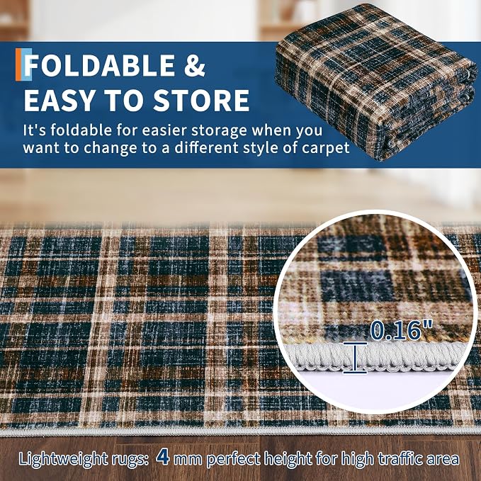 Washable Runner Rug 2x10 Modern Bathroom Rugs Non Slip Kitchen Rugs with Rubber Backing Entryway Rug Soft Non Shedding Stain Resistant Carpet for Laundry Hallway Bedside 2'x10'