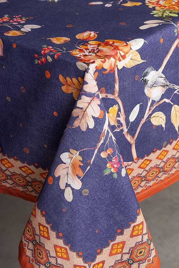 Maison d' Hermine Table Cloth Rectangle Table 100% Cotton 70 x 120 Inches Fall Tablecloth Reusable Everyday Use for Thanksgiving Christmas Decorations Dining Farmhouse Party (Kelim - Infinity)
