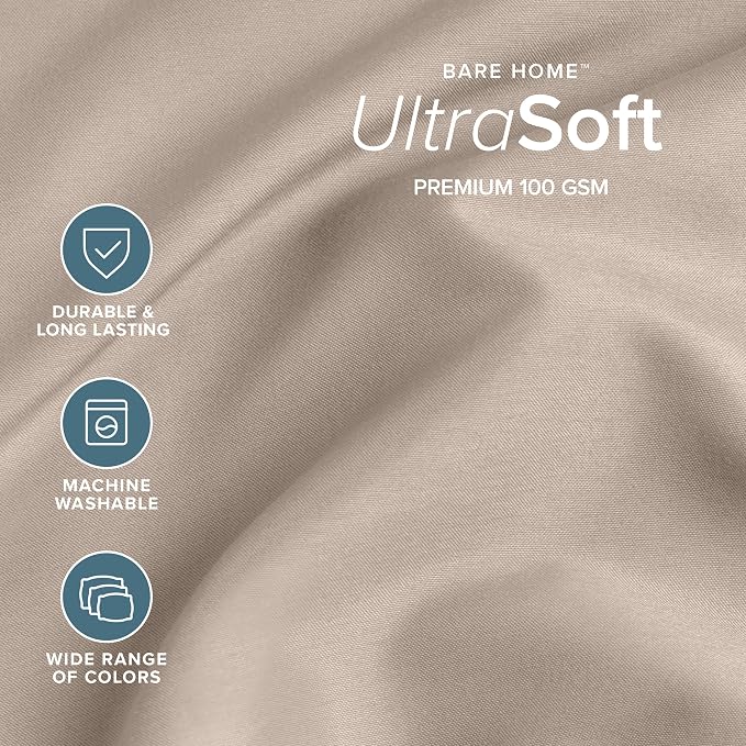 Bare Home Twin Sheet Set - 1800 Ultra-Soft Microfiber Twin Bed Sheets - Double Brushed - Deep Pockets - Easy Fit - 3 Piece Set - Bedding Sheets & Pillowcases (Twin, Pebble)
