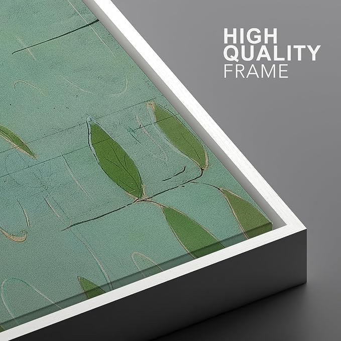 Woodrose Framed Canvas Print Wall Art Tranquil Water Lilies Serene Botanical Illustrations Modern Art Minimalist 3D Colorful Ultra for Living Room, Bedroom, Office - 16"x24" WHITE