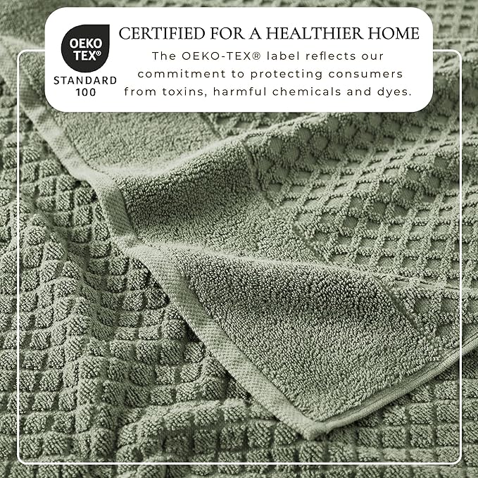 Great Bay Home Hand Towels - 100% Cotton 6 Pack 26x16 Hand Towel Set - Absorbent, Durable, Quick-Dry Towels for Bathroom (Eucalyptus)