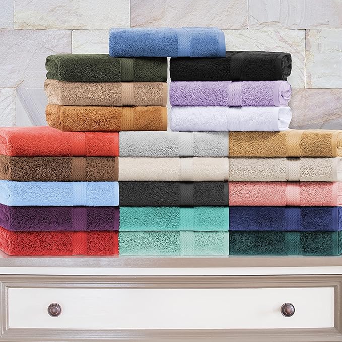 Superior Egyptian Cotton Pile 10 Piece Towel Set, Includes 2 Bath, 4 Hand, 4 Face Towels/Washcloths, Ultra Soft Luxury Towels, Thick Plush Essentials, Guest Bath, Spa, Hotel Bathroom, Plum