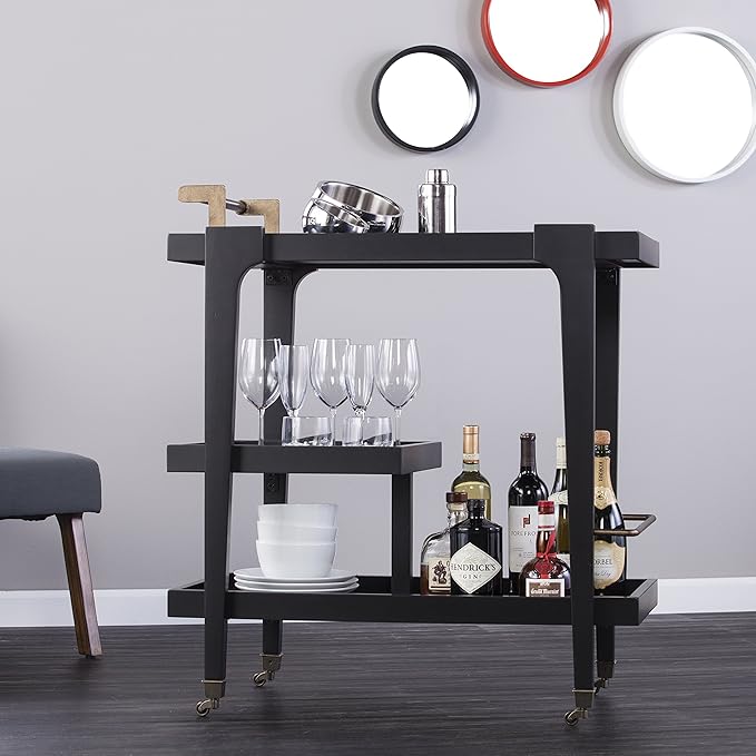 Holly & Martin Zhori Midcentury Modern Bar Cart, Black