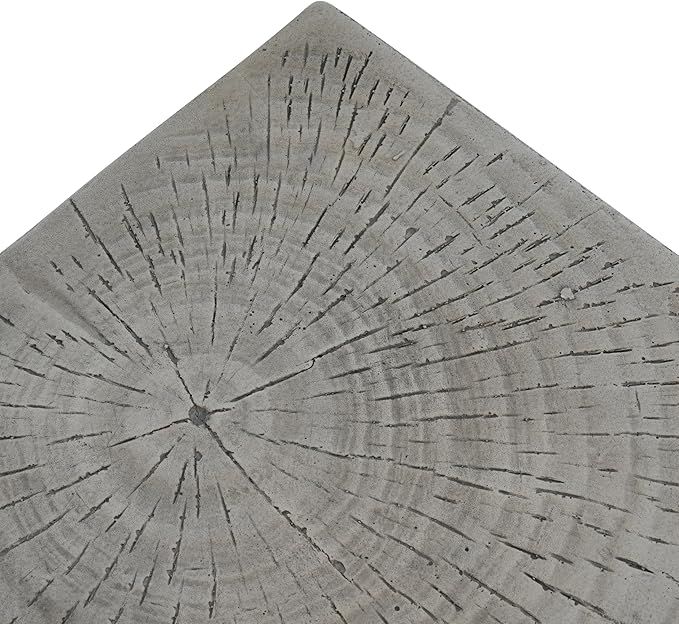 ø12.5'' Square Hourglass Side Table End Table for Living Room, Modern Retro Style, Magnesium Oxide & Light Weight for Indoor & Outdoor, No Assembly, Wood Grain, Light Gray