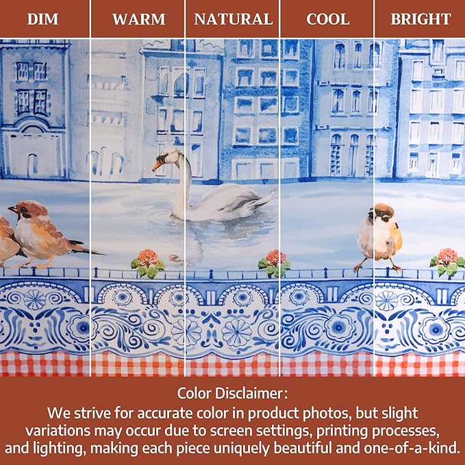Maison d' Hermine Table Cloth Round Table 100% Cotton 69 Round Inches Tablecloth Reusable Decorative for Dining Room Farmhouse Home Valentines Day Decorations Spring Summer - Amsterdam Canals