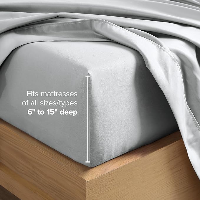 Bare Home Twin XL Sheet Set - 1800 Ultra-Soft Microfiber Twin Extra Long Bed Sheets - Double Brushed - Deep Pockets - Easy Fit - 3 Piece Set - Bedding Sheets & Pillowcases (Twin XL, French Grey)