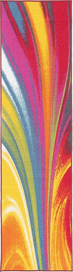 Rugshop Modern Contemporary Waves Non-Slip (Non-Skid) Area Rug Runner 2' X 7' (22" X 84") Multi