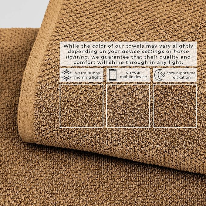 Great Bay Home 100% Cotton 4 Pack 54x27 Bath Towel Set - Absorbent, Quick-Drying, Durable Towels for Bathroom Decor - Low-Twist, Two-Ply Fibers (Mocha)