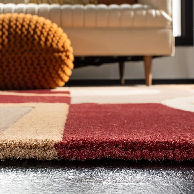 SAFAVIEH Rodeo Drive Collection Runner Rug - 2'6" x 16', Beige & Multi, Handmade Mid-Century Modern Abstract Wool, Ideal for High Traffic Areas in Living Room, Bedroom (RD845A)