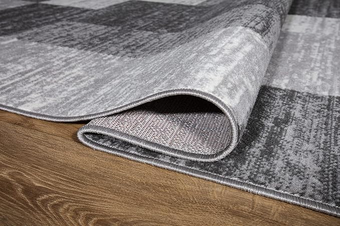 Rugshop Oslo Modern Geometric Boxes Runner Rug 2' x 7' Gray