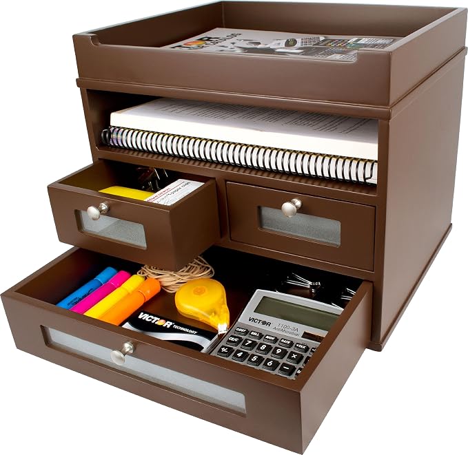 Victor Wood Tidy Tower Desktop Organizer, Mocha Brown (B5500)