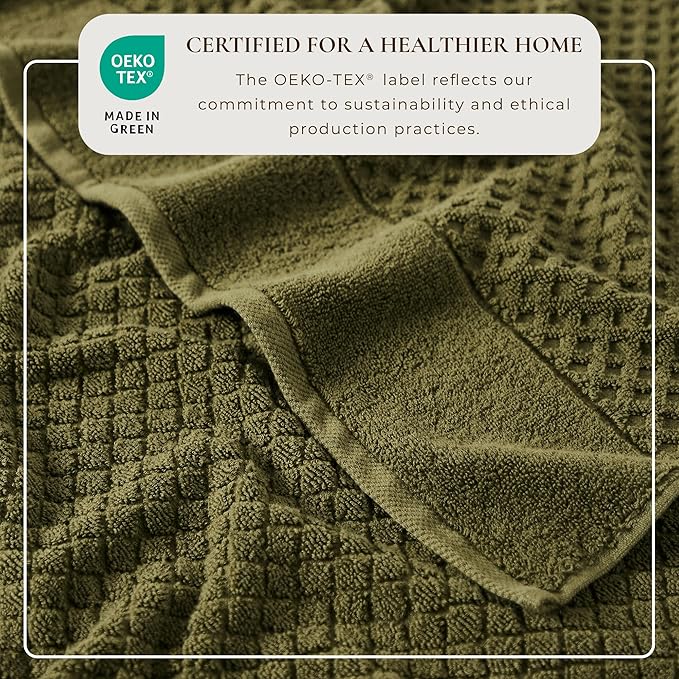 Great Bay Home Hand Towels - 100% Cotton 6 Pack 26x16 Hand Towel Set - Absorbent, Durable, Quick-Dry Towels for Bathroom (Olive)