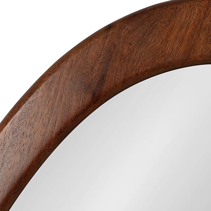 Kate and Laurel McKinder Asymmetrical Wood Wall Mirror; 24 x 28; Walnut Brown; Decorative Irregular Geometric Mirror with Robust Wooden Frame and Distinct Finish