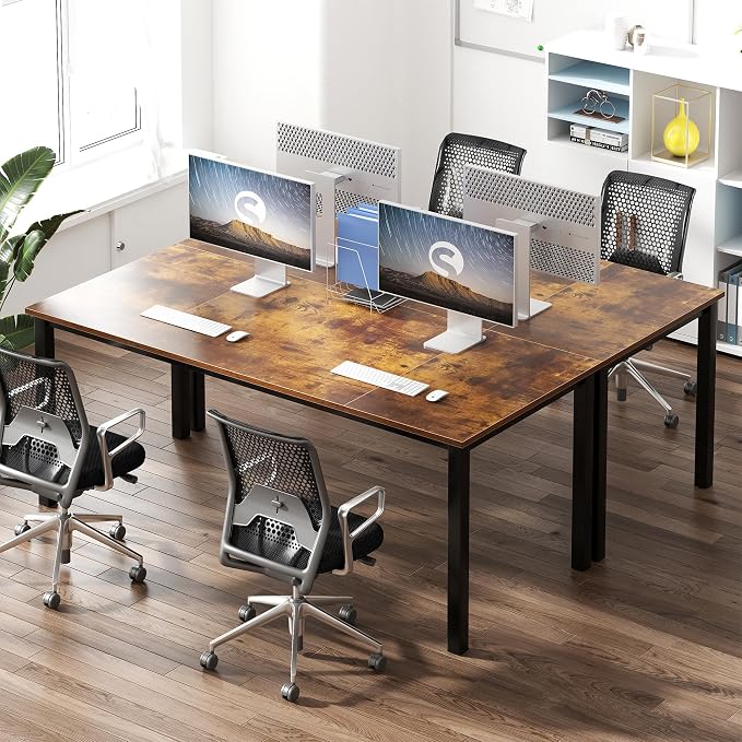 Need 70.8 Inch Executive Office Desk, Large Stylish Computer Desk, Simple Study Writing Desk, Workstation Business Furniture for Home Office, Rustic Brown