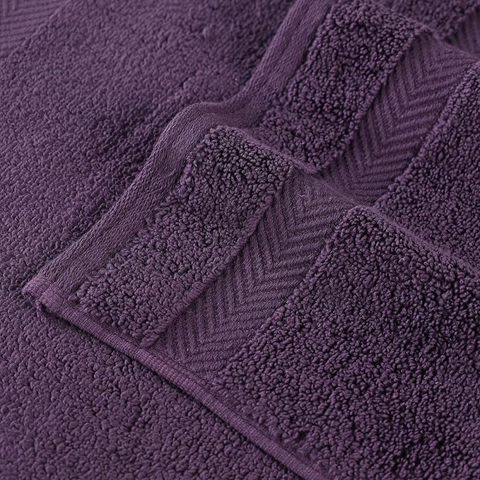 Superior Zero Twist 100% Cotton Bath Towels, Super Soft, Fluffy and Absorbent, Premium Quality Oversized Bath Towel Set of 2, Grape Seed