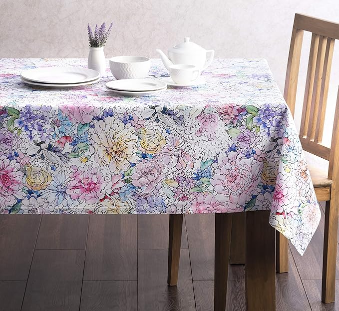 Maison d' Hermine Table Cloth Rectangle Table 100% Cotton 60 x 90 Inches Tablecloth Reusable Decorative for Dining Room Farmhouse Home Valentines Day Decorations Spring Summer - Floral Love