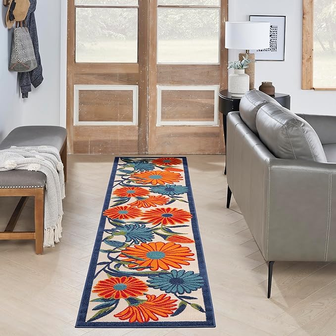 Nourison Home Aloha Multicolor 2' x 6' Area Rug - Easy Clean, Non Shedding, Bed Room, Living Room, Dining Room, Kitchen (6' Runner)