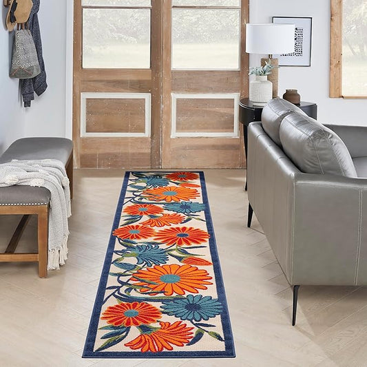 Nourison Home Aloha Multicolor 2' x 6' Area Rug - Easy Clean, Non Shedding, Bed Room, Living Room, Dining Room, Kitchen (6' Runner)