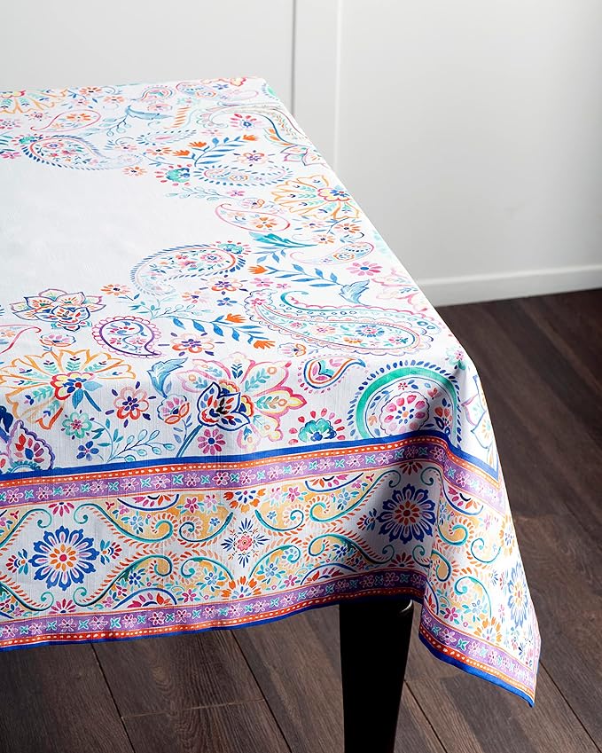 Maison d' Hermine Table Cloth Square Table 100% Cotton 54 x 54 Inches Tablecloth Reusable Decorative for Dining Room Farmhouse Home Valentines Day Decorations Spring Summer - Indian Floral